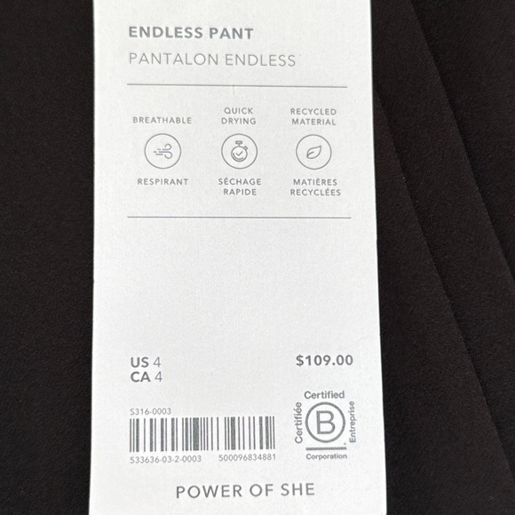 NWT Athleta Endless High Rise Pant Black Size 4 - Picture 3 of 16
